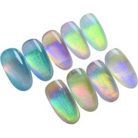 1Jar Rainbow Aurora Chrome Nail Glitter Powder Clear Mirror Sunset Effect Neon Chameleon Nail Powder For Manicure Rubbing Dust