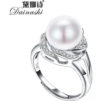 925 Sterling Silver Jewelry on Sale Big Natural Pearl Rings for Women Stone Ring Adjustable White/pink/purple Pearl