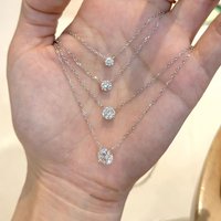 0.5/1ct/2ct/3ct Round Cut Solitaire Diamond Moissanite Pendant Necklace for Women 925 Silver Plated Wedding Bride Neck Chain