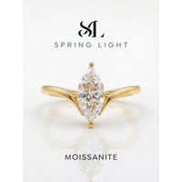 1CT Classical Certified Marquise Moissanite Diamond Ring For Women 925 Sterling Silver High Quality Wedding Jewelry