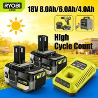 2026 New for RYOBI P108 18V Lithium ion Rechargeable Battery, fully compatible with all 18V tools in P107, P105, P104, and P103