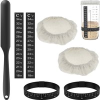 7 Pcs Sourdough Starter Kit Sourdough Starter Accessories Kit with Cloth Covers Temperature and Date Marked Feeding Bands