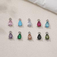 3pcs/ lot,11-Color Teardrop-Shaped Zirconia Charm Pendant Gold-Plated Brass Handcrafted Jewelry Supplies Wholesale Accessories