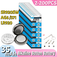 2-200PCS AG6 371 Button Batteries SR920SW LR920 SR927 171 370 L921 LR69 SR920 1.55V Battery For Watch Toys Remote Cell Coin