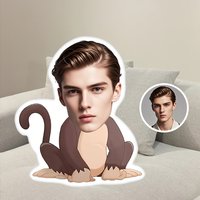Customizable monkey fun funny pillow with casual style, machine washable, printed pattern, zipper, suitable for sofa decoration