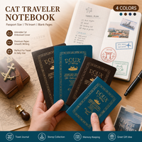 Standard Passport Size Cute Cat Leather Cover TN Travel Notebook Refill Blank Inner Page Pocket Journal DIY Stationery Gift