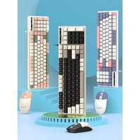KM100 Wired Keyboard And Mouse Combo, Mechanical‑Feel Color‑Block USB Kit For Office, PC & Laptop