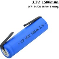3.7V 14500 1500mAh Li-Ion Rechargeable Battery For Torch Flashlight Microphone Gamepad Headlamp with DIY soldering nickel tabs