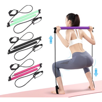 Portable Yoga Pilates Bar Stick With Resistance Band Muscle Toning Fitness Stretching Sports Body Workout Exercise Tension Rope