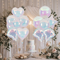 Iridescent Foil Balloons Holographic Star Heart Shell 4D Sphere Pastel Balloon Mermaid Birthday Party Wedding Baby Shower Decor