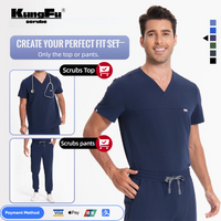 KUNGFU SCRUBS Medcial Uniforms Man Scrubs T-shirt with Ribbed-cuff Jogging Pants Premium Antibacterial Breathable Doctor clothes