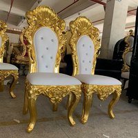 Custom Luxury Style Living Room Leather High Back Golden King Queen Throne Chair 2 Single Throne Chairs for Events Wedding Party