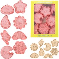 8 Piece Cute Weather Cookie Cutters Rainbow,Star,Sun Moon Shape Cookie Molds Cartoon Fun Biscuit Moulds(8-Natural Weather)