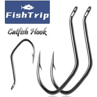 FishTrip Catfish Hook Big River Bait Hooks 25-100pcs Fishing Live Bait Offset Hook Saltwater Freshwater High Carbon Steel