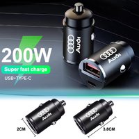200W Car Charger USB Type-C Fast Charging Cigarette Lighter For Audi A4 B5 B6 A3 A5 A6 C6 C5 A1 A7 A8 Q2 Q3 Q5 Q7 Q8 Sticker