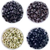 500Pcs 5*3*3mm Silicone Lined Micro Links, Aluminum Hair Extension Rings, Multi-color Beads for Hair Styling