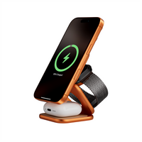 KUXIU X40 Turbo Qi2.2 Cosmic Orange Certified 25W 3-in-1 Foldable Wireless Charging Stand For iphone 17 16 15 14 / iWatch/AirPod