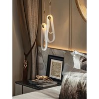 Modern Minimalist Linear White Glass Chandeliers Classical Lustres LED Dimmable Indoor Main Lightings For Bedroom