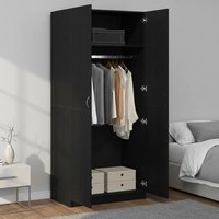 Armoire en chêne noir 90x52x200 cm en bois composite avec étagères et tringle de suspension pour chambre à coucher