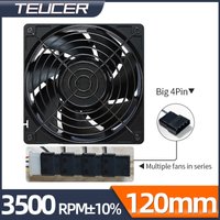 Teucer 12038 12cm 3500RPM PC Computer Case Fan 12V Big 4Pin Chassis Workstation Cabinet Heatsink Server Clooling Radiator Fans