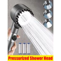 High-pressure Shower Head 3-mode Adjustable Spray with Massage Brush Filter One Key Stop Water Rain Shower Bathroom Accessories