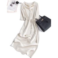 Heavy Mulberry Silk Satin Party Dress Long Sleeve Dress Women's 2025 Fashion New Style Evening Dress