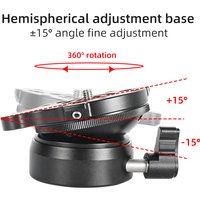 3/8" 1/4'' Tripods Head Leveling Base Adjusting Plate for DSLR Camera Adjustable 15 Degree Table Hemispheres Base Aluminum