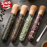 Glass Tea Infuser Set with Cork Lid, Glass Strainers for Long Leaf Tea, Reusable for Cups, Mugs and Teapots (2/4/6Pack)