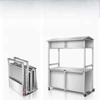 Commercial Stainless Steel Foldable Snack Cart Movable Outdoor Stall Night Market Cart Multifunctional Dining Cart