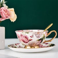 Novetly and Beautiful Coffee Cup and Saucer Spoon Set Bone China English Afternoon Tea Cup Black Tea Set Home Party Coffeeware