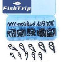 FishTrip Fishing Rod Guide Tip Repair Kit Black Top Tip Replacement 5-50pcs Stainless Steel Frame Ceramic Ring Building Repair