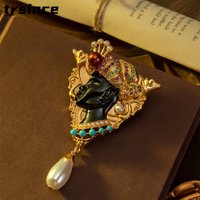 Vintage Heavy Industry Making Beauty Head Brooch Fashion Luxury Jewelry for Ladies Party Wedding Banquet Corsage Gifts