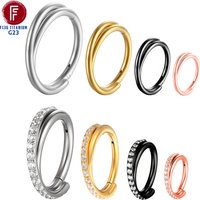 Piercing Nose Ring F136 Titanium Piercings Daith Earring 16G Hoop Septum CZ Clicker Hinged Segment Ear Cartilage 6/8/10/12mm