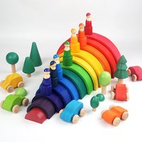 Wooden Rainbow Block Colorful Stacking Building Block Children Open-shaped creative building blocks Montessori Educational Toy