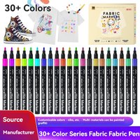 6/30 Colors Fabric Markers Pens Set - Indelible and Permanent Fabric Paint Fine Point Textile Marker Pen Art Painting Supplies