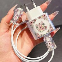 A soft TPU protective case compatible with iPhone 20w 18W EU fast chargers, covering cable protectors and cord winders/covers,