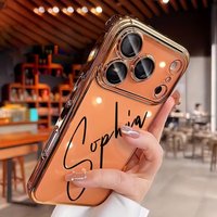 Personalized Customized Name Personalized Plating Transparent TPU Phone Case for iPhone 17 16 15 14 13 Pro Max Plus Air DIY Gift
