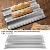 French Bread Baking Pan with Groove Waves Design Baguette Mould Non Stick Bakeware Tray for Oven Pastry Cooking Kitchen Tool