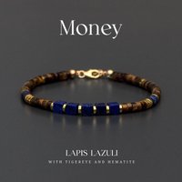 Lapis, Tiger's Eye & Hematite Men's Bracelet: Attract Wealth, Abundance, Prosperity. Daily Wear.