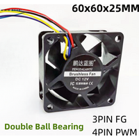 New Two Ball Bearing 6025 60MM 60*60*25MM DC5V 12V 24V Computer Case Fan CPU Cooling Fan 3PIN 4PIN PWM