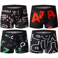 4Piece Printed Fashionable Underwear Men's European And American Size Comfortable Plus Size Boxer Shorts Casual Sports Shorts
