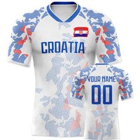 Custom Croatia Soccer Jersey Personalized Name Number, National Team Football Shirt V-Neck Flag Design for Men Kids Women