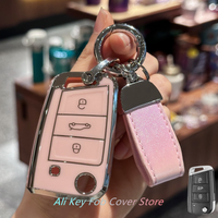 Car Key Case Cover Keychain For VW Golf 7 Tiguan SEAT Ateca Leon Ibiza Skoda Octavia Fob Shell Accessories