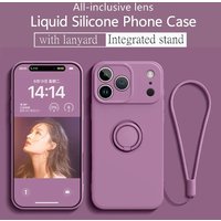 Liquid Silicone Ring Stand Magnetic Case for iPhone 17 16 15 14 13 12 Pro Max Plus Shockproof Soft Bumper Protectic Case