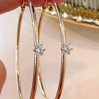 Fashionable Synthetic Zircon Women's Golden Color Hoop Earrings, Suitable for Daily Casual Wear, Perfect Gift for Festivals