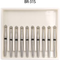 2pack BR-31S Dental Diamond Burs Drill Ball Round Type 25mm FG 1.6mm For High Speed Handpiece 450000r/Min 10pcs/Pack