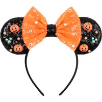 Halloween Mickey Mouse Sequin Ear Headbands for Women Girls Giltter Bow Headband for Birthday Party Decorations for Christmas