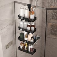 Bathroom storage rack with non drilling shower rack on the door, rust proof hanging shower rack saves bathroom space
