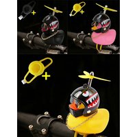 AliExpress NONE Bicycle Squeaky Duck Bike Horn with Shark Animal Helmet and Propeller Squeaky Bicycle Rubber Ducks Bike Car Dashboard Decoration