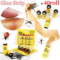 4-40Pcs Fly Sticky Paper Strip Strong Glue Double Sided Flies Paper Strips Flying Insect Bug Mosquitos Catcher Roll Tape